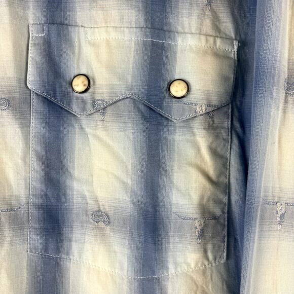 Rough Stock Panhandle Slim Western Shirt Mens XL Snap Button Sawtooth Longhorn - Picture 4 of 16